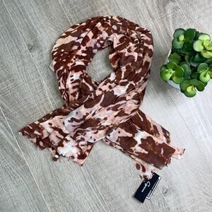 NWT CEJON Women's Rust Brown Tie Dye Fringe Wrap Scarf